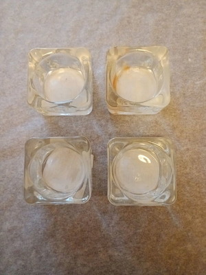 Glass tealight holders used, set of 4 pieces