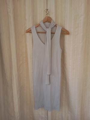 Grey Pink Woman dress like new with scarf, thin knitted, size M