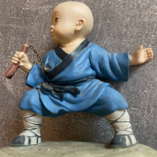 Shaolin Kung Fu clay figurine used with nunchaku from China 1999