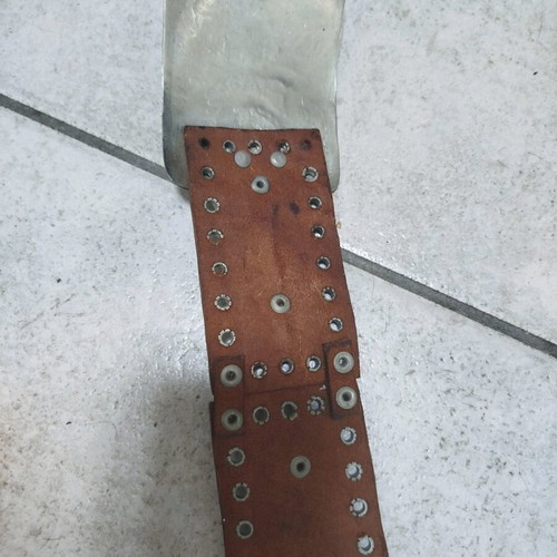 Leather women's belt brown new with metal details 110cm