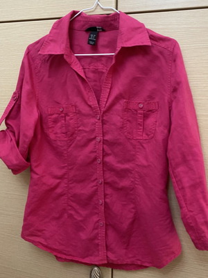 H&M blouse size M like new, pink cotton-linen fabric