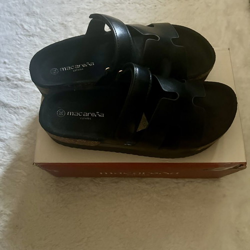 Macarena España Flatform sandals, black, size 39
