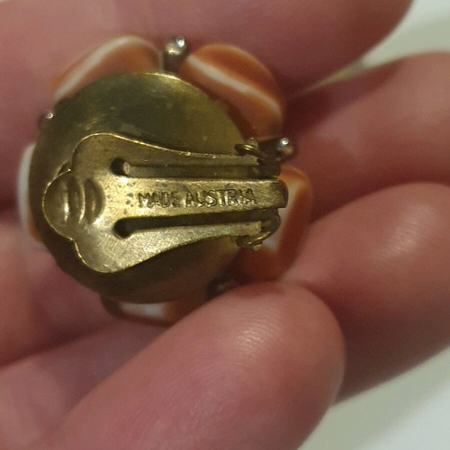 Vintage clip earrings used with natural stones, made in Austria