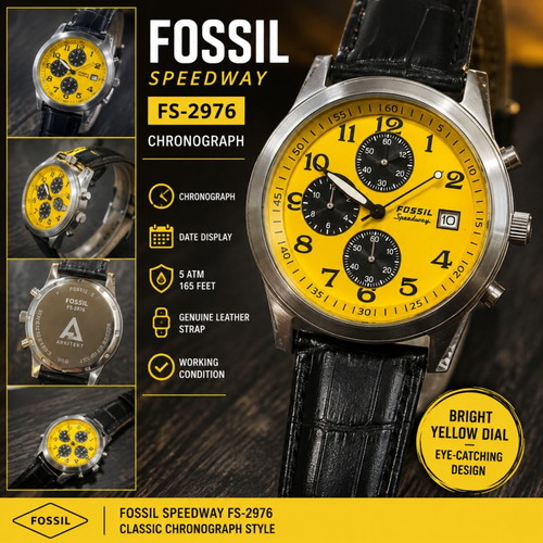 Fossil Speedway FS-2976 Chronograph watch with yellow dial