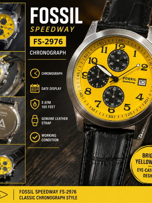 Fossil Speedway FS-2976 Chronograph watch with yellow dial