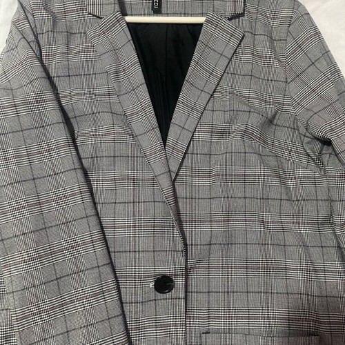 H&M women's grey check suit set, size Large