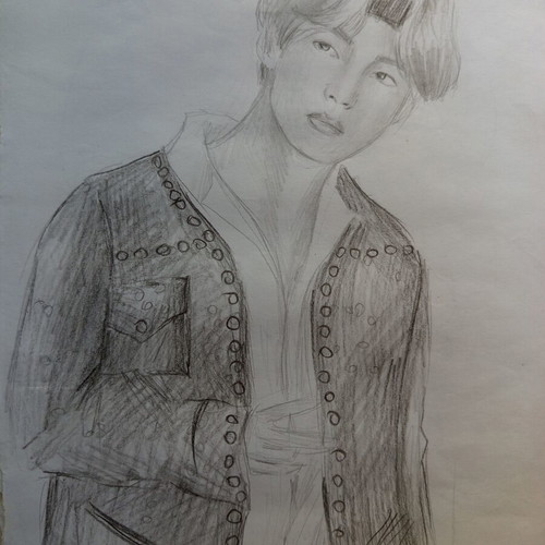 Kpop drawings like new, set of 3 pencil portraits of Taehyung and Kihyun