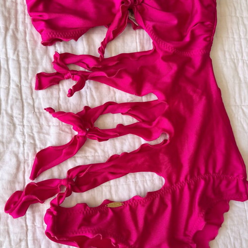 Luli Fama Hot Pink Cut Out Swimsuit XS like new