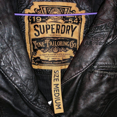 Superdry Women's Black Leather Jacket Size M Used