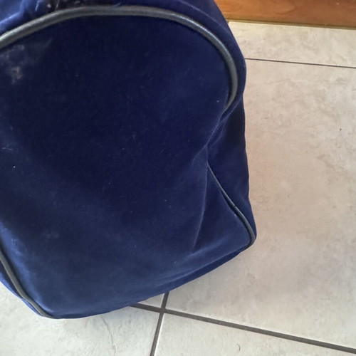 Duffle Bag used, large velvet travel bag in royal blue