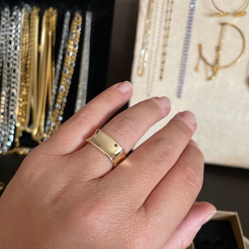 Steel ring gold color new adjustable size