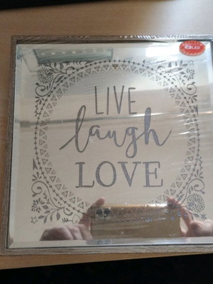 Decorative LED mirror new with "LIVE laugh LOVE" inscription
