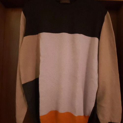 Wool men's sweater like new, size S, beige and brown