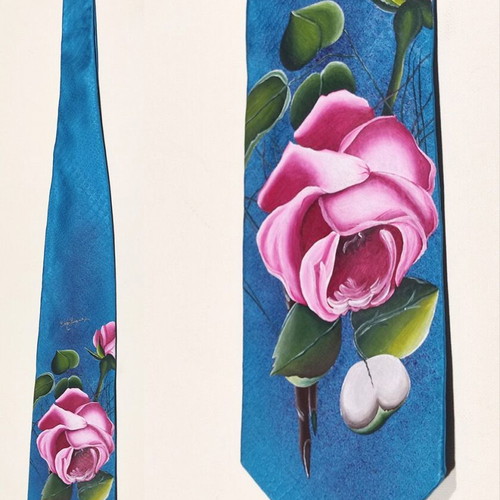 Silk Tie Erve Jacques, Vintage, hand-painted (Rare)