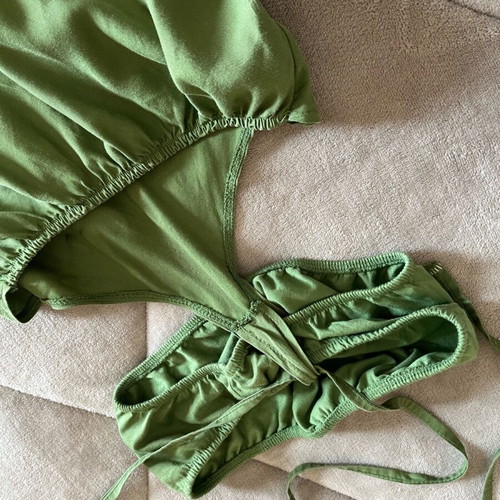 Italian dress 100% tensel unused green size S