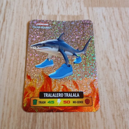 Brainrot Tralalero Tralala Card like new, glitter holographic