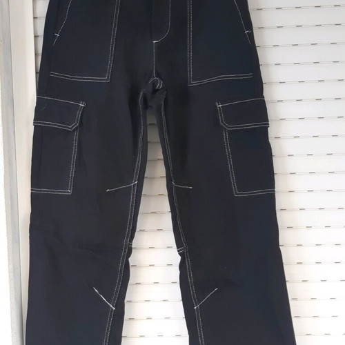 Bershka cargo black jeans with contrast stitching like new, size XS