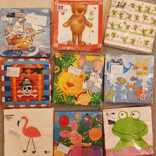 Decoupage napkins used, all together