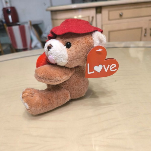 Plush teddy bear like new with red hat and heart TDB1019