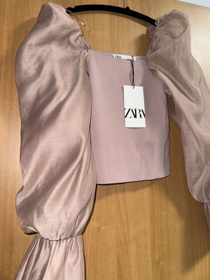 Zara beige blouse with puff sleeves, size L