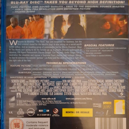 Half Past Dead Blu-Ray like new, no Greek subtitles, English subtitles