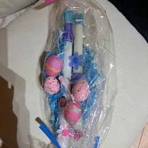Set of 2 Easter handmade white candles new