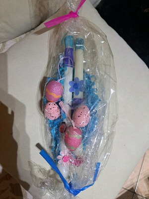 Set of 2 Easter handmade white candles new