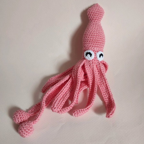 Amigurumi Knitted Doll Pink Squid New