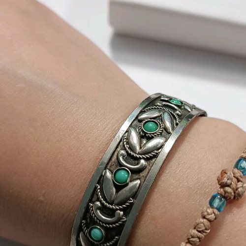 Vintage Italian silver bracelet with turquoise, ALP Italy