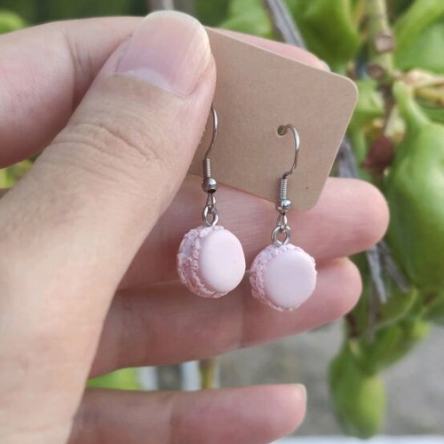 Earrings new polymer clay macarons with steel hooks