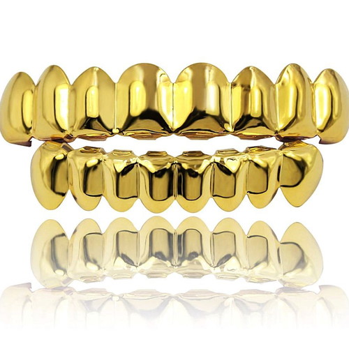 Hip Hop Grillz 8 Set New, Gold Stainless Steel