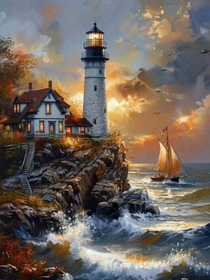 Diamond Painting "House with Lighthouse" new creative set 30×40