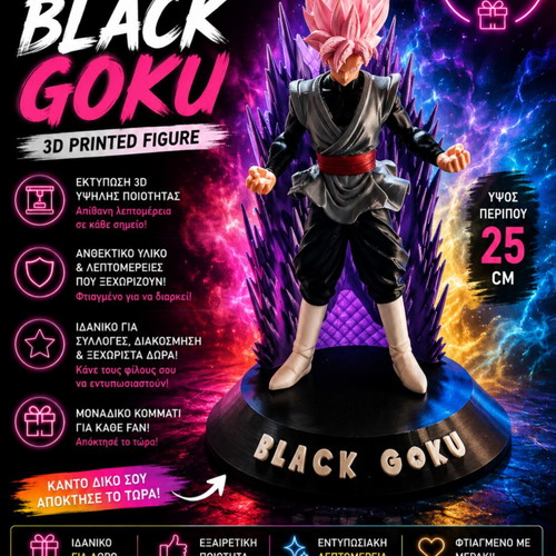 Black Goku 3D printed figure