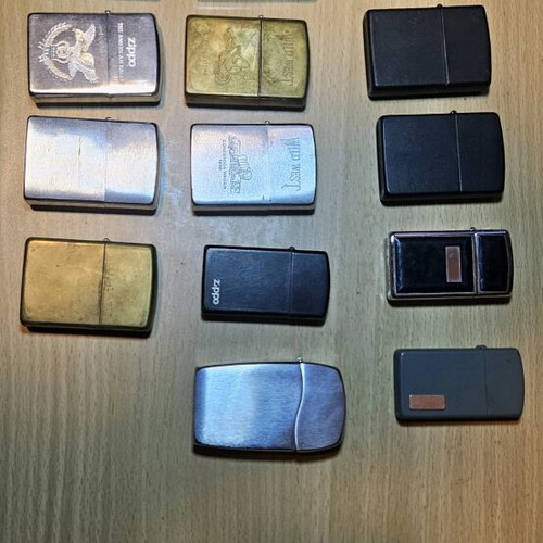 Zippo lighters collection used, 14 pieces with jet and zippo fuel