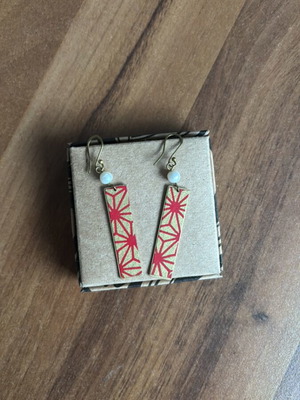 Boho Handmade Earrings new, red and gold