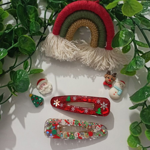 Handmade Christmas hair clips new, set of 2 pieces