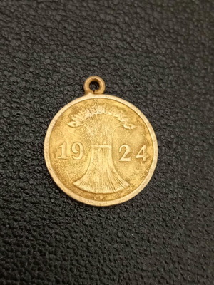 Μεταλλικό μενταγιόν 2 Reich's Pfennig 1924 επιχρυσωμένο