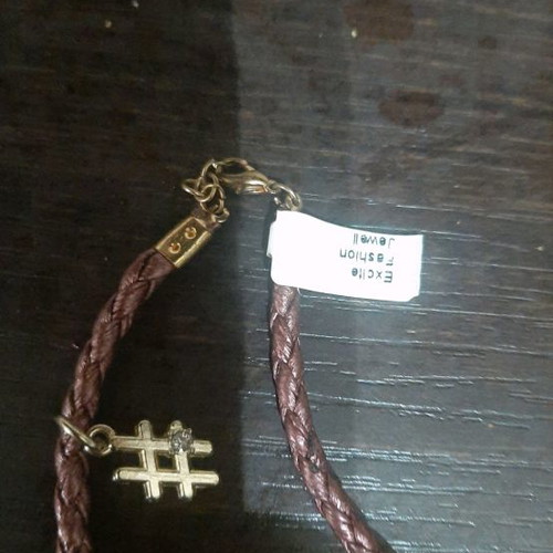 Knitted leather-type necklace burgundy new