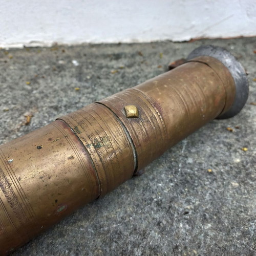 Old brass coffee-pepper grinder used