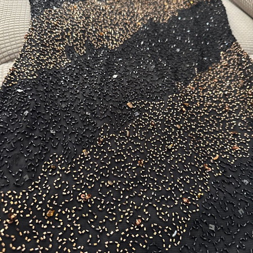 Black evening dress like new with beads and shimmer midi