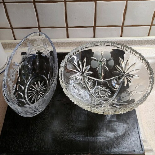 Handmade crystal decorative fruit bowl and jardiniere like new