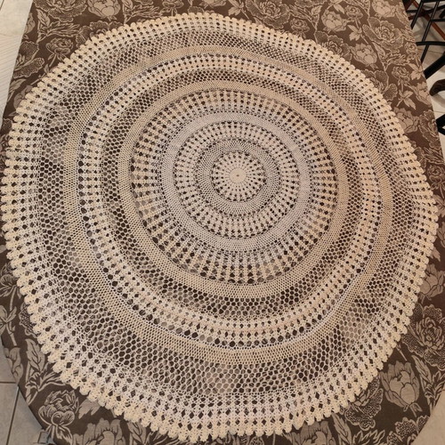 Rotonda-kare tablecloth beige handmade with two-tone design