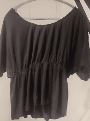 Black blouse with elastic waist, evaze style