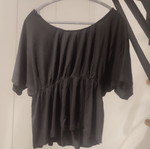 Black blouse with elastic waist, evaze style