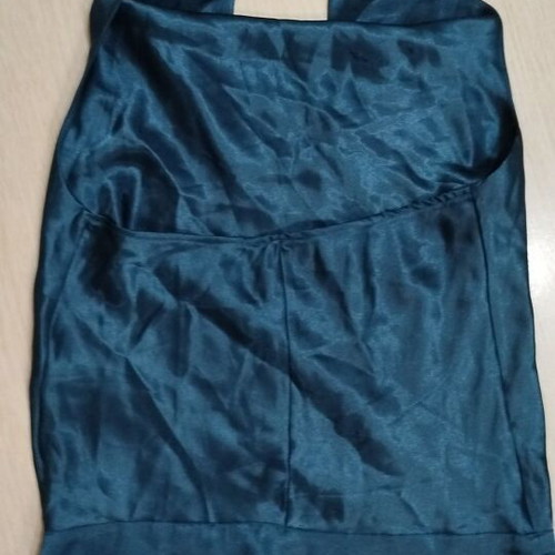 Satin blouse with neck tie like new, blue