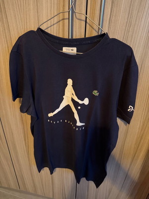 Novak Djokovic Lacoste T-shirt used, blue, XL