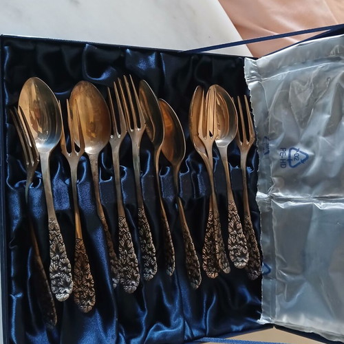 Silver small fruit dessert cutlery set of 12, 800 silver grade, new