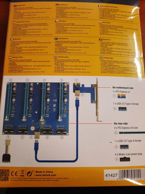 Κάρτα επέκτασης DeLock Riser PCIe x1 σε 4x PCIe x16 καινούρια