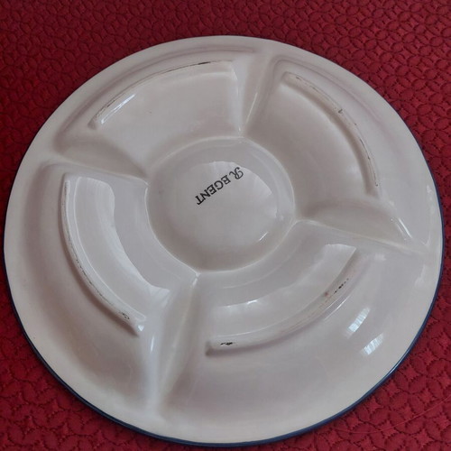 Ceramic Serving Platter with 6 Sections and Dip Bowl Lemon Design like new