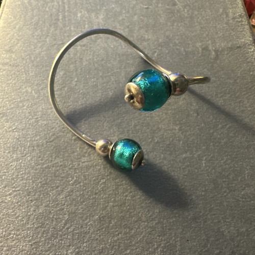 Venetian 925 Silver Bracelet with Authentic Murano Glass Charms like new, turquoise